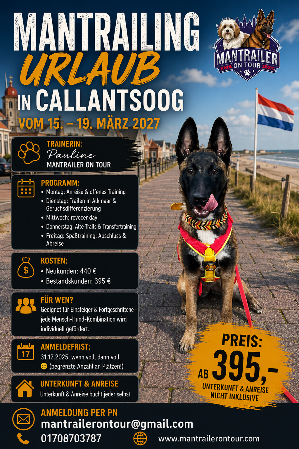 Mantrailing Urlaub in Callantsoog 15.-19.03.2027