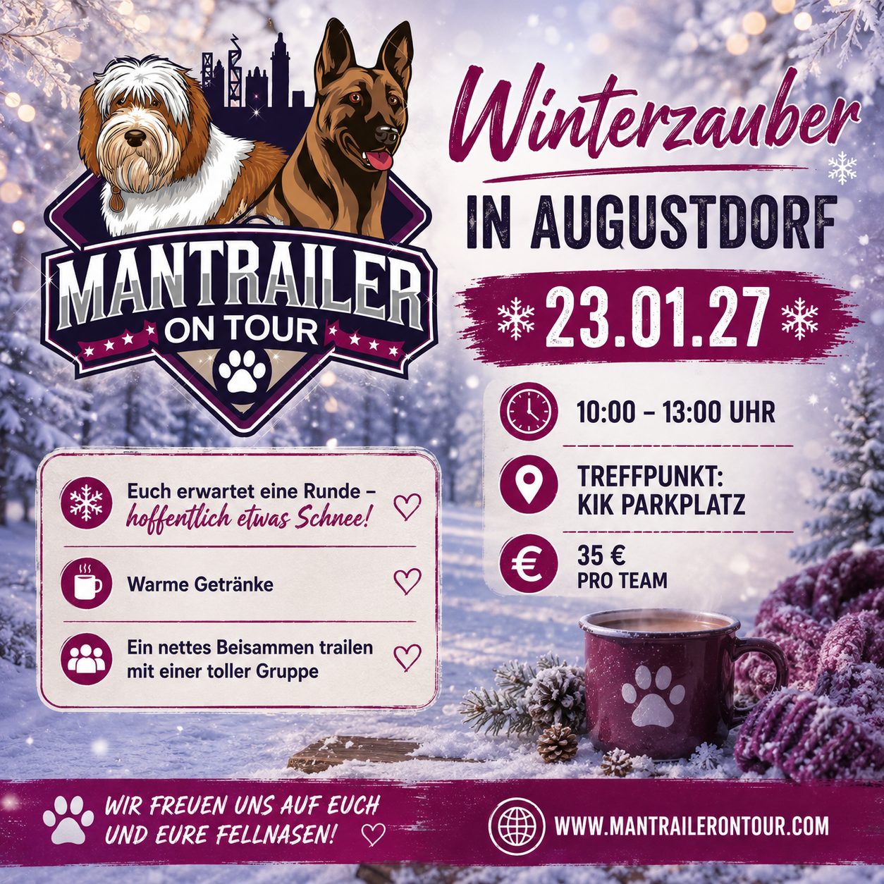 ❄️🐾 Winterzauber Special – Mantrailing in Augustdorf 🐾❄️ 23.01.2027