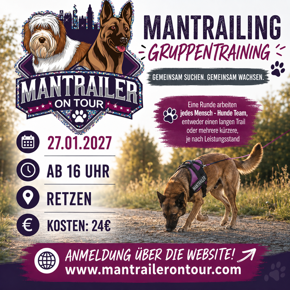 Mantrailing Gruppentraining am 27.01.2027 in Retzen