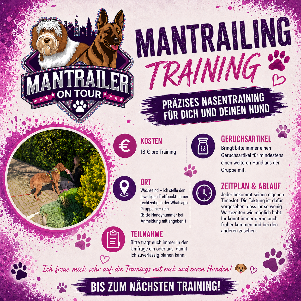 Mantrailing Montag Slots ab 12- 19 Uhr (Kreis Lippe o. Bielefeld)