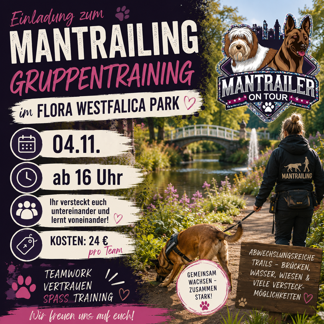 Mantrailing Gruppentraining 04.11 im Flora Westfalica Park