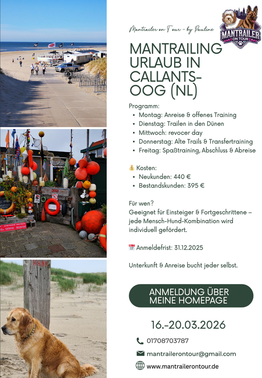 Mantrailing Urlaub, Callantsoog 16.-20.03.2026