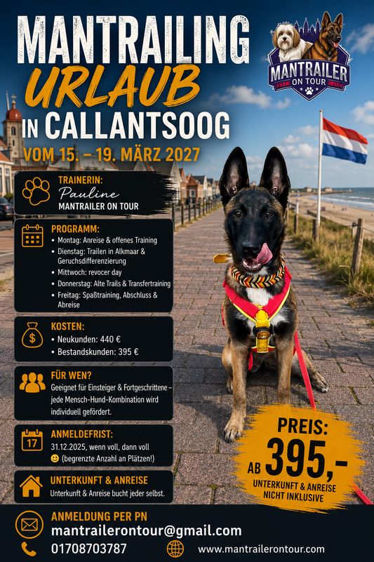 Mantrailing Urlaub in Callantsoog 15.-19.03.2027