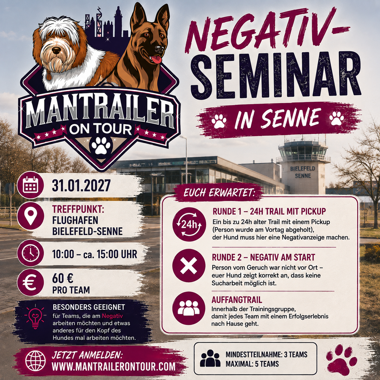 Negativ-Seminar – Mantrailing in Senne 31.01.2027