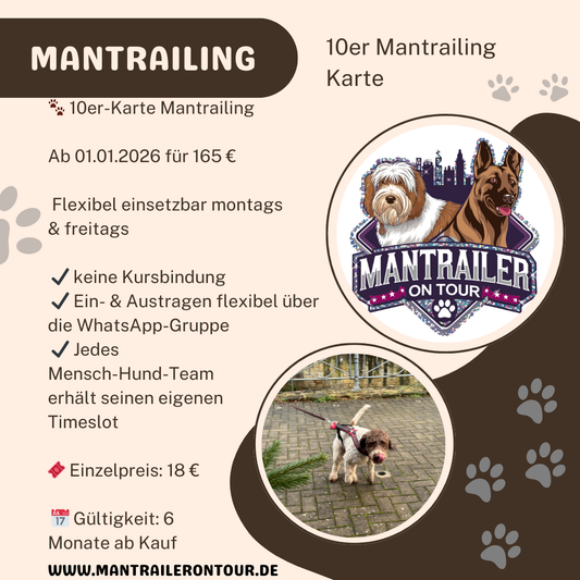 Mantrailing Training Montag & Donnerstag & Freitag 10er Karte